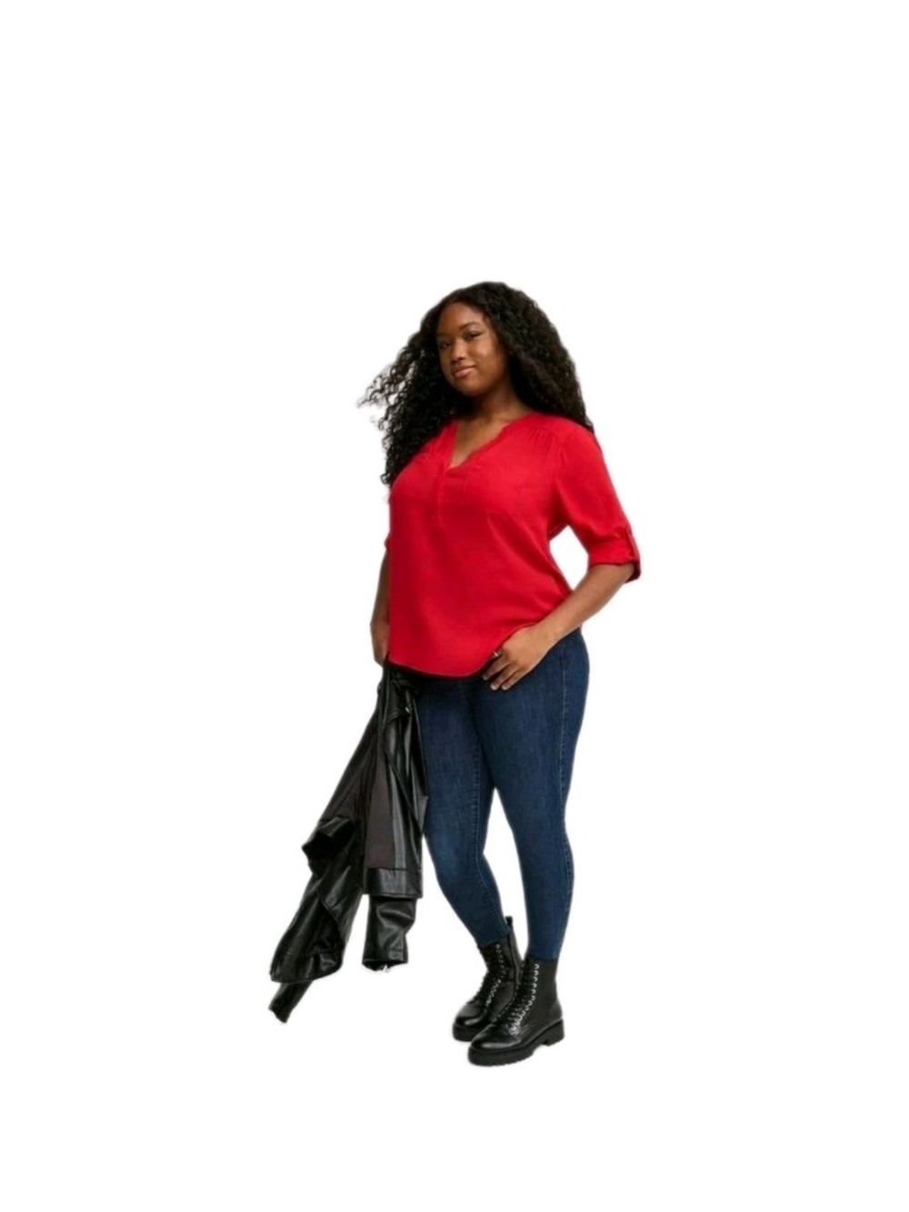Torrid 4X Plus Size Harper Georgette Pullover 3/4 Sleeve Tunic Blouse Red NWT